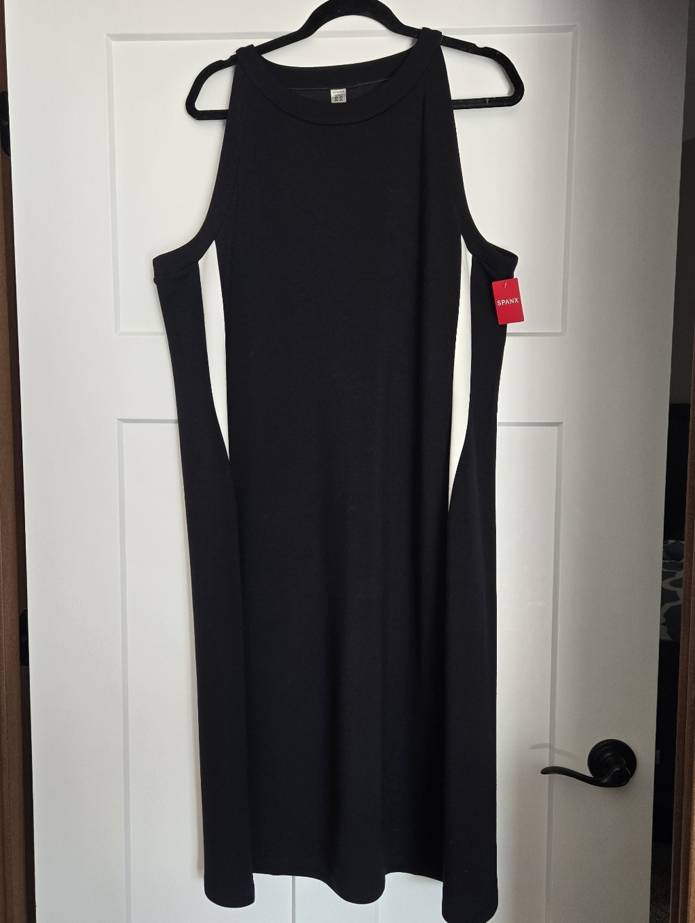 SPANX Air Essentials Black and Cream Midi Dress